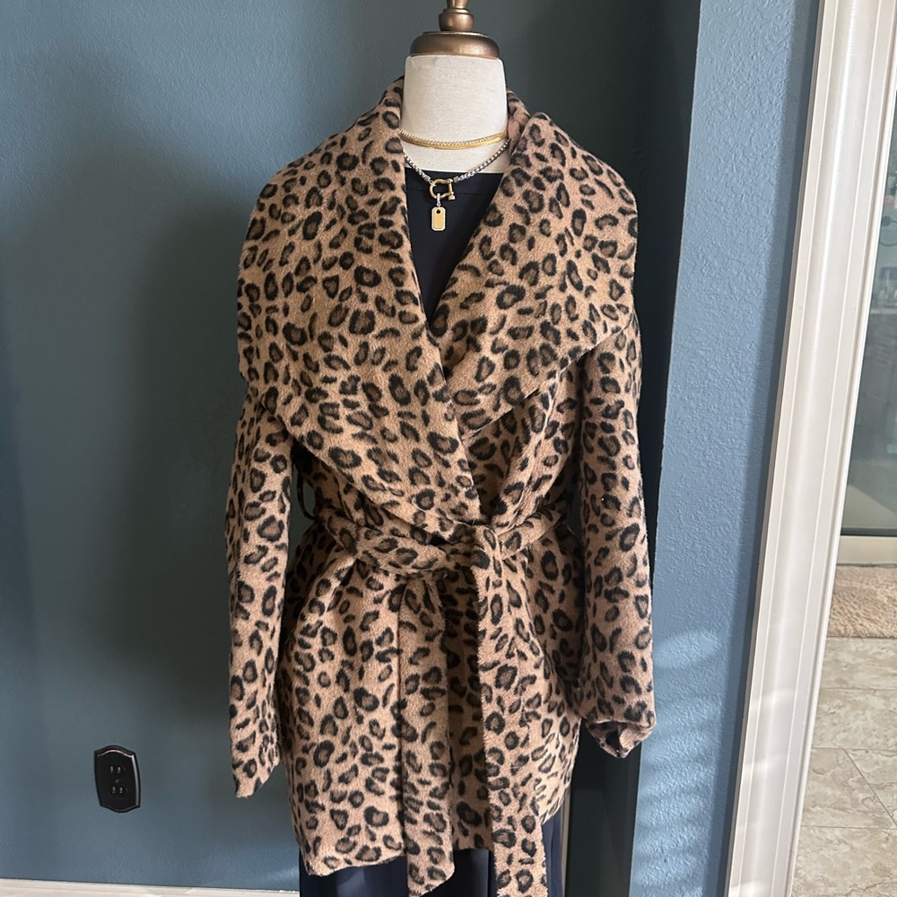 Mud Pie Animal Print Coat with Belt